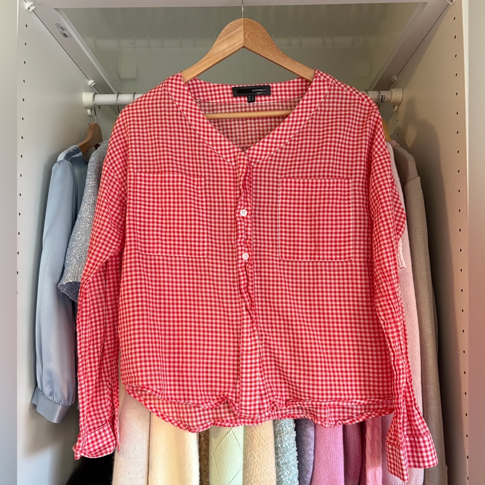 (SOLD)Red Gingham Women's Top